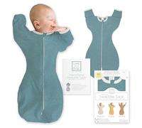 SwaddleDesigns - Sacco a pelo di transizione con braccia fino a maniche a mezza lunghezza e polsini a guanto, colore verde acqua screziato con bordo a pois, taglia S, 0-3 Mo, 6-14 libbre (meglio