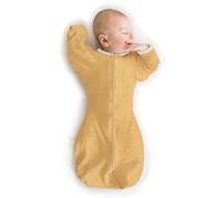 SwaddleDesigns Transitional Swaddle Sack, Arms Up Half-Length Sleeves & Mitten Cuffs, Swaddle for Newborn Transition to Baby Sleep Sack Wearable Blanket, Medium, 3-6 Month, 14-21 lb, Heathered Gold