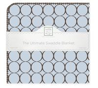 SwaddleDesigns Ultimate Winter Swaddle, coperta per ricevimento XL, realizzata negli Stati Uniti, flanella di cotone premium, cerchi marroni su blu pastello (vincitore del premio Mom's Choice)