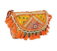 Swadeshi Desire Handmade cotone etnico Rajasthani ricamato borse per le donne Sling Clutch, Multicolore