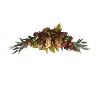 Swag di fiori, arco di fiori di peonia artificiale da 24 pollici con rose finte e foglie verdi, swag floreale per arco di nozze per matrici da giardino arredamento da parete porta anteriore