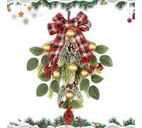 Swag Di Natale A Forma Di Lacrima,Corone Di Natale A Forma Di Lacrima - Decorazioni di ghirlande artificiali,Ghirlanda di Natale della fattoria, grucce ornamentali della ghirlanda di Natale per la