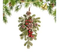 Swag di Natale, Swag di Natale artificiale | Ghirlande artificiali colorate,Swag di bacche di ago di pino di simulazione da 21.65x13.78 pollici, corona di pino artificiale colorata per la decorazione