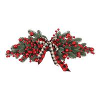 Swag natalizio con leggera bacca rossa a bowknot artificiale Swag decorativi appesi PE Decorazioni di Natale per lacrima per la finestra della porta, nessuna batteria, ghirlande