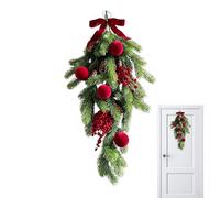 Swag natalizio da 68 cm, ramo di pino realistico con bacche rosse | Decorazione natalizia per interni ed esterni come tavolo, terrazza, cortile, feste, feste e