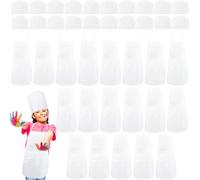 Swakuta Set di 40 grembiuli e cappello da chef fai da te per bambini, tra cui 20 cappelli da chef regolabili, 20 pezzi grembiule bianco per bambini con tasca, per ragazzi e ragazze, per cucinare e
