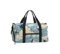 Swallows Clouds - Borsone da palestra per uomo e donna, blu cielo, borsone da viaggio con scomparto per scarpe, impermeabile, per sport, notte, danza, yoga, borsa da portare con sé