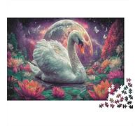 Swan Among Lotus Under Full Moon Puzzle Educativo Di 1000 Pezzi Per Adulti Wildlife Puzzles Come Regalo E Decorazione Da Parete 38x26cm/1000pcs
