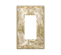 Swan - Copertura per interruttore della luce a bilanciere singolo, canne naturali eleganti con ninfea primaverile, in plastica beige, dimensioni standard, accenti da parete, per casa, soggiorno, nuovo