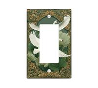 Swan - Copertura per interruttore singolo a bilanciere per bagno, elegante cornice con ninfee naturali, in plastica verde primaverile, dimensioni standard, decorazione per camera da letto, ufficio