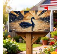 Swan Coperture magnetiche per cassette postali, Serene Natural Sunrise Water Summer Black Mailbox Cover per decorazione prato 53 x 64 cm