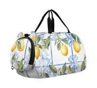 Swan Corone Rosa Carry on Duffel Bag Boy Weekender Pernottamento Viaggio Duffle Borse Ragazze Tote Dance Bambini Bagagli, Limoni Siciliani Stile Italiano Bianco-1, classico