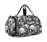 Swan Corone Rosa Carry on Duffel Bag Boy Weekender Pernottamento Viaggio Duffle Borse Ragazze Tote Dance Bambini Bagagli, Teschio Bianco Nero, classico