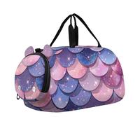 Swan Corone Rosa Carry on Duffel Bag Boy Weekender Pernottamento Viaggio Duffle Borse Ragazze Tote Dance Bambini Bagagli, Viola Rosa Blu Sirena Scales, classico