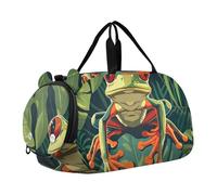 Swan Corone Rosa Carry on Duffel Bag Boy Weekender Pernottamento Viaggio Duffle Borse Ragazze Tote Dance Bambini Bagagli, Foglie di palma rana, classico