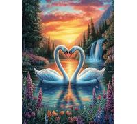 Swan Couple Heart Shape by Waterfall Puzzle 500 Pezzi Gioco Creativo Per Ragazzi Mitos Fantástico Intelligenza Educativa Rompicapo Idea Regalo Per Figlio A Natale E Compleanno 500 PCS