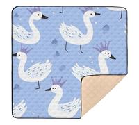 Swan Crown - Tappetino da gioco pieghevole per bambini, motivo con corona di cigno, per pavimento, comodo, traspirante, per la pancia, per bambini, 127 x 127 cm