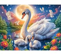 Swan Family Puzzle 300 Pezzi Per Ferragosto Cartone Riciclato Per Famiglie Magical Cosmic Creatures Per Vacanze Estive Attività Di Gruppo Con Poster Incluso Migliore Vendita 300 PCS/40x28cm