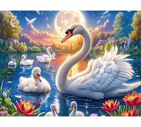 Swan Family Rompicapo 1000 Pezzi Per Decorazione Camera Bambini Magical Cosmic Creatures Cartone Atossico Tema Disney Per Cameretta Attività Educativa Con Confezione Regalo 1000 PCS/75x50cm
