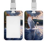 Swan Gliding on the Water ID Badge Holder retrattile Clip Card Holder Card Protector Name Badge Name Tag per lavoro Ufficio Medico Infermiere