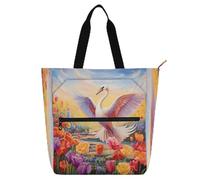 Swan Illustration Red Book Tote Bag per bambini adulti resistente all'acqua Heavy Duty riutilizzabile biblioteca borsa della spesa per la scuola shopping spiaggia arcobaleno