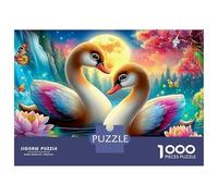 Swan Jigsaw Puzzles for Adults The Impossible Challenge 1000 Pieces Swans Rainbow Floral Pond Difficult Hard Jigsaw Puzzles for Man And Woman with Letters on Back 70x50cm/1000pcs