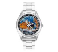 Swan Lake Landscape orologio casual da uomo con cinturino in acciaio inossidabile in lega di quarzo orologio da polso, Stile:, regular, Bracciale