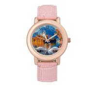 Swan Lake Landscape orologio da polso da donna, elegante, analogico, al quarzo, cinturino in pelle, Stile:, regular, Cinturino