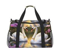 Swan Love Water Lilies - Borsone da viaggio compatto per sport, palestra e fine settimana, per uomini e donne