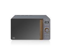 Swan Nordic - Microonde digitale, 20 l, 6 livelli di funzionamento, 800 W, timer 30 min, facile da pulire, modalità scongelamento, design moderno, maniglia effetto legno, grigio opaco