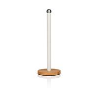 Swan Nordic Portarotolo da Cucina, Portas Ciugamani Verticale, Albero in Acciaio al Carbonio, Base in bambù, Stabile e Robusto, Design Moderno, Bianco, Taglia Unica