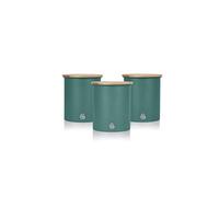 Swan Nordic Set di 3 Barattoli da Cucina in Acciaio al Carbonio, Robusti, con Coperchio in bambù, per Conservare tè, caffè e Zucchero, Design Moderno, Verde