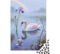 Swan Puzzle Giochi 1000 Pezzi Regalo Per Amore E Amico Arte Swans on The Lotus Pond Puzzle Adulti Idea Regalo Per 1000pcs (75x50cm)
