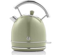 Swan Retro Bollitore Elettrico 1,8 Litri, Design Vintage, Spegnimento Automatico Controllore Strix, Senza Fili, Acciaio Inossidabile, senza BPA, 2200W, Verde