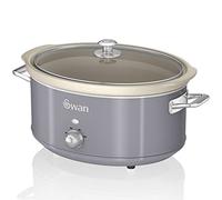SWAN SF17031GRNEU Retro Slow Cooker 6,5L Pentola Rimovibile in Ceramica Antiaderente senza PFOA, Grigio, 320W - 5055322553708