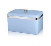 Swan Retro SWKA1010BLN Portapane per la Conservazione, capacità 18 Litri, Contenitore in Metallo per Pane e Pasticceria Viennese, Design Vintage, Blu, Square Bread Bin