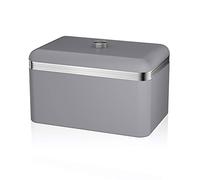 Swan Retro SWKA1010GRN Portapane per la Conservazione, capacità 18 Litri, Contenitore in Metallo per Pane e Pasticceria Viennese, Design Vintage, Grigio, Square Bread Bin