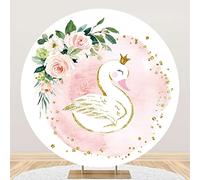 Swan Sfondo per la Fotografia 200cm Rosa Fiore Bianco Cigno con Corona D'oro Scintillante Fotografia Sfondo Bambino Ragazza Donne Festa di Compleanno Sfondo