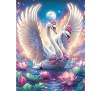 Swan with Angel Wings Under The Moon Puzzle 300 Pezzi Grande Formato Cartone Di Alta Qualità Per Adulti Wildlife Pet Colori Vividi Anti Riflesso Per Decorazione E Passatempo Qualità Garantita 300 PCS