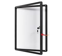 SWANCROWN Bacheca da Parete 9xA4 con Serratura, Lavagna Magnetica | Cornice in Alluminio nero, Interni, Apertura Porta a 180°, Acrilico Anti-UV, 3 Chiavi, 36 Calamite, Bacheca Ufficio, 98x72cm