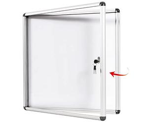 SWANCROWN Bacheca da Parete Magnetica 6xA4 con Chiave, Cornice in Alluminio | Interni, Apertura Porta a 180°, Vetro Acrilico, con 3 Chiavi 24 Calamite, Bacheca Avvisi per Hotel Ufficio, 72x67cm