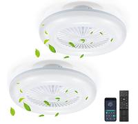SWANEW 2 pezzi Ventilatore da Soffitto con luce 80W, 55CM LED Dimmable Fan Light con Telecomando e APP, 6 Velocità, 3000-6500K, Modalità Estate e Inverno