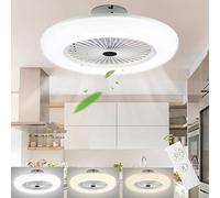 SWANEW 2pcs 80W Ventilatore da soffitto con illuminazione e telecomando, luce LED Velocità del vento regolabile con 3 temperature di colore (3000-6500K), luce del ventilatore con timer