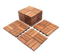 SWANEW 5 m² piastrelle in legno di acacia a mosaico, 55 pezzi, 30 x 30 cm, per giardino, terrazza, balcone