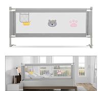 SWANEW Barriera per letto 200 cm, Barriera pieghevole per letto per bambini, Protezione per letto per bambini per prevenire le cadute, Barriera per bambini piccoli, Facile da montare, Grigio ricamato