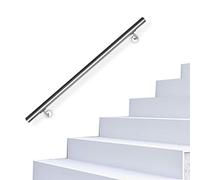 SWANEW - Corrimano in acciaio inox spazzolato, 110 cm, appoggiamano a parete, ringhiera per scale con tasselli in metallo