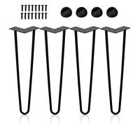 SWANEW Hairpin - Set di 4 gambe da tavolo in metallo nero con gamba a 2 aste, per scrivania, tavolo e tavolino da caffè, gambe da tavolo con protezioni per pavimento e viti (35 cm)