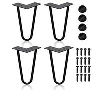 SWANEW Hairpin - Set di 4 gambe da tavolo in metallo nero con gamba a 2 aste, per scrivania, tavolo e tavolino da caffè, gambe da tavolo con protezioni per pavimento e viti (15 cm)
