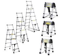 SWANEW Scala telescopica da 1,7 m e 2 m, in alluminio, allungabile, pieghevole, antiscivolo, multiuso, portata 150 kg