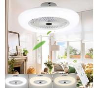 SWANEW Ventilatore da Soffitto con Lampada 80W, Ventilatori a soffitto con illuminazione e telecomando, Vento e Temperatura del Colore Regolabile LED Fan Plafoniera φ55cm